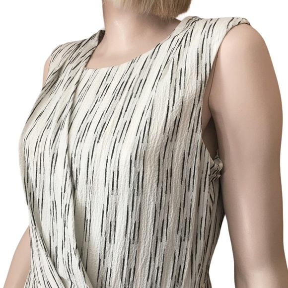 Calvin KLEIN Dress Rayon Blend Stripe Draped Pleated Ruffle Flounce Versatile - Picture 11 of 16